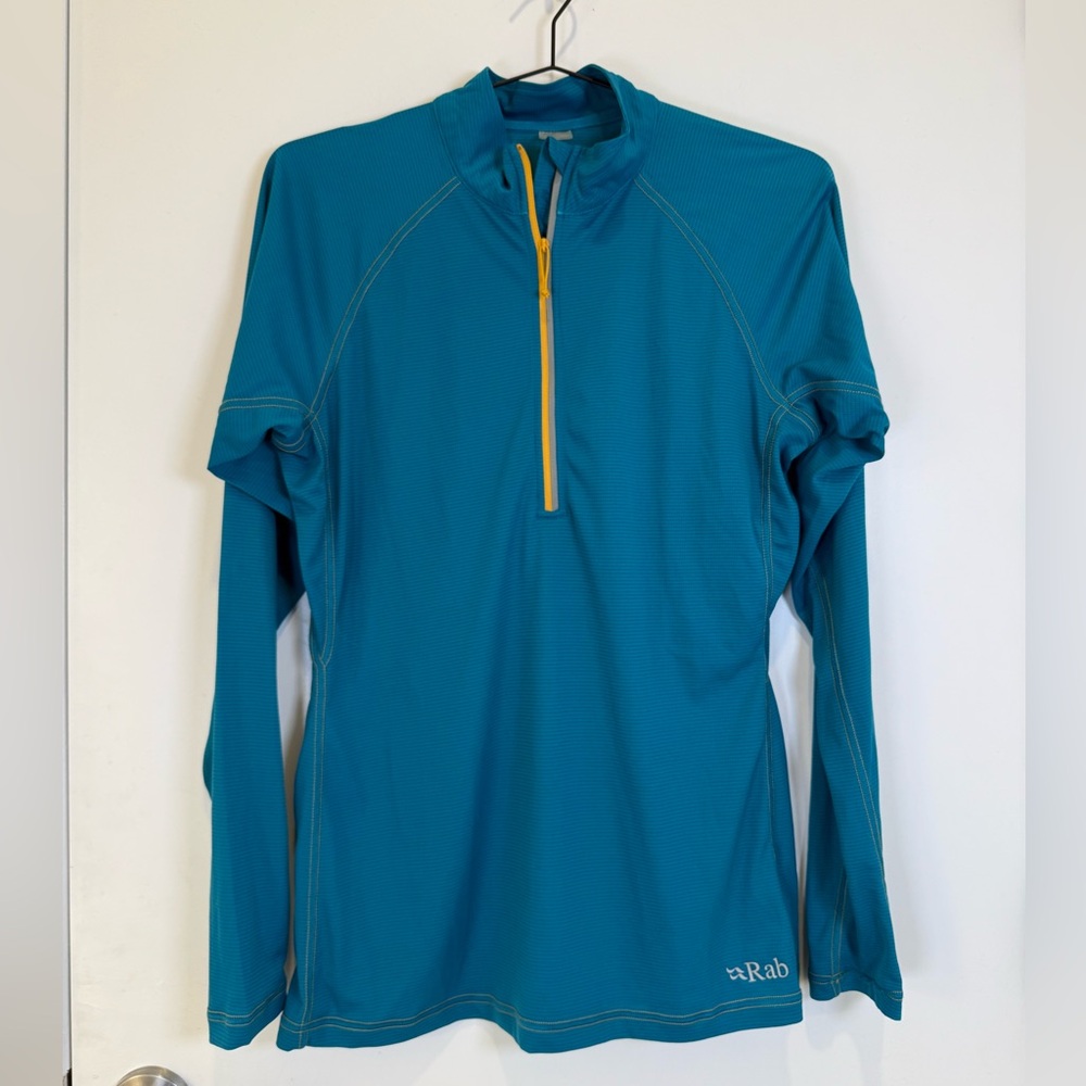 Rab Teal Baselayer Interval Long Sleeve Zip Pullover Tee Lightweight Technical